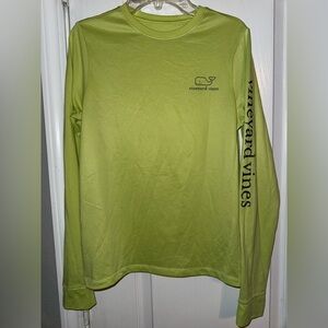 Kids Vineyard Vines EUC Neon Green Long Sleeved Whale Design Shirt